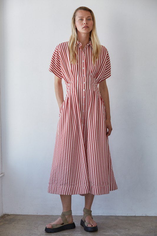 Nantucket Cinch Waist Shirtdress / Red Ivory