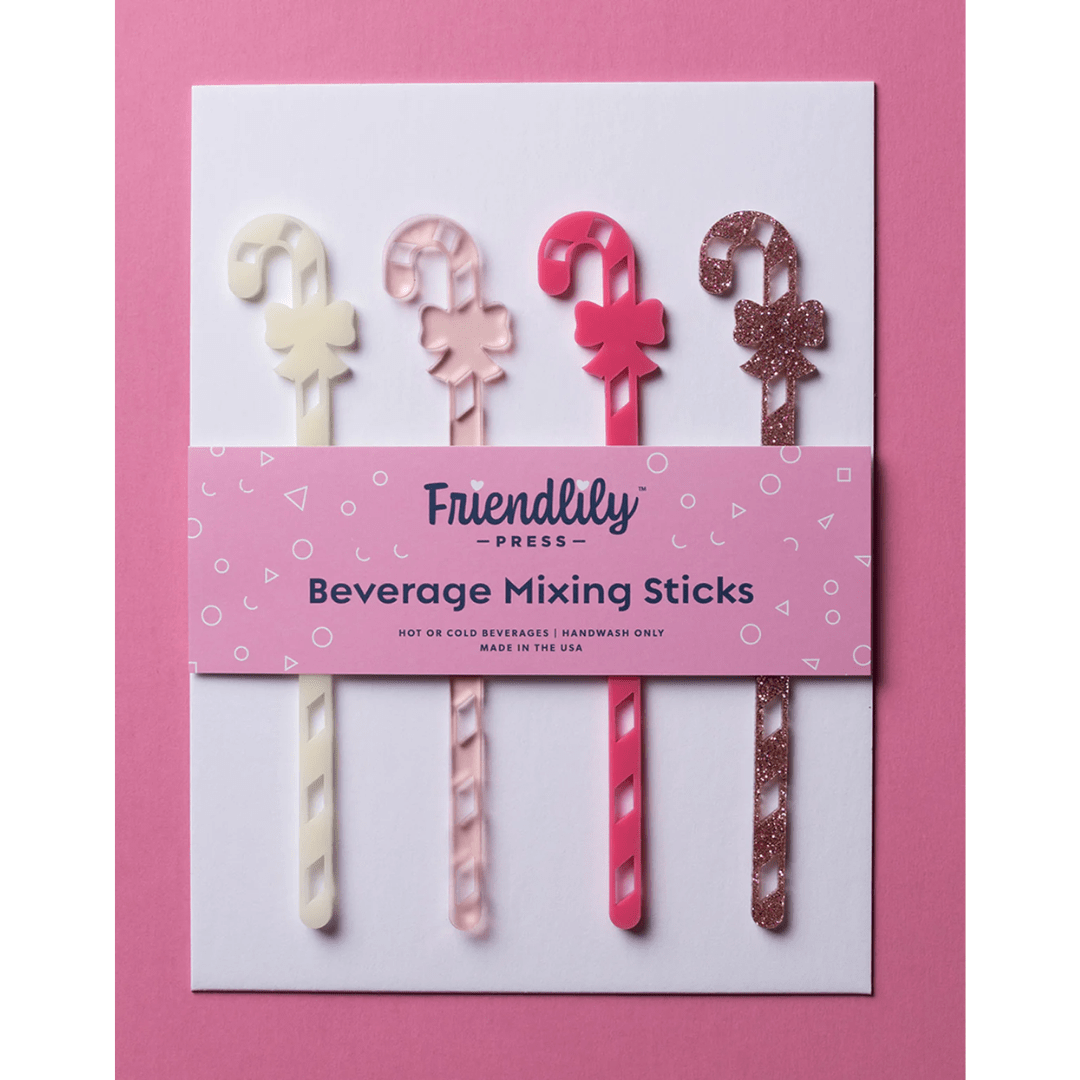 Candy Canes Pink Beverage Mixing Sticks Set