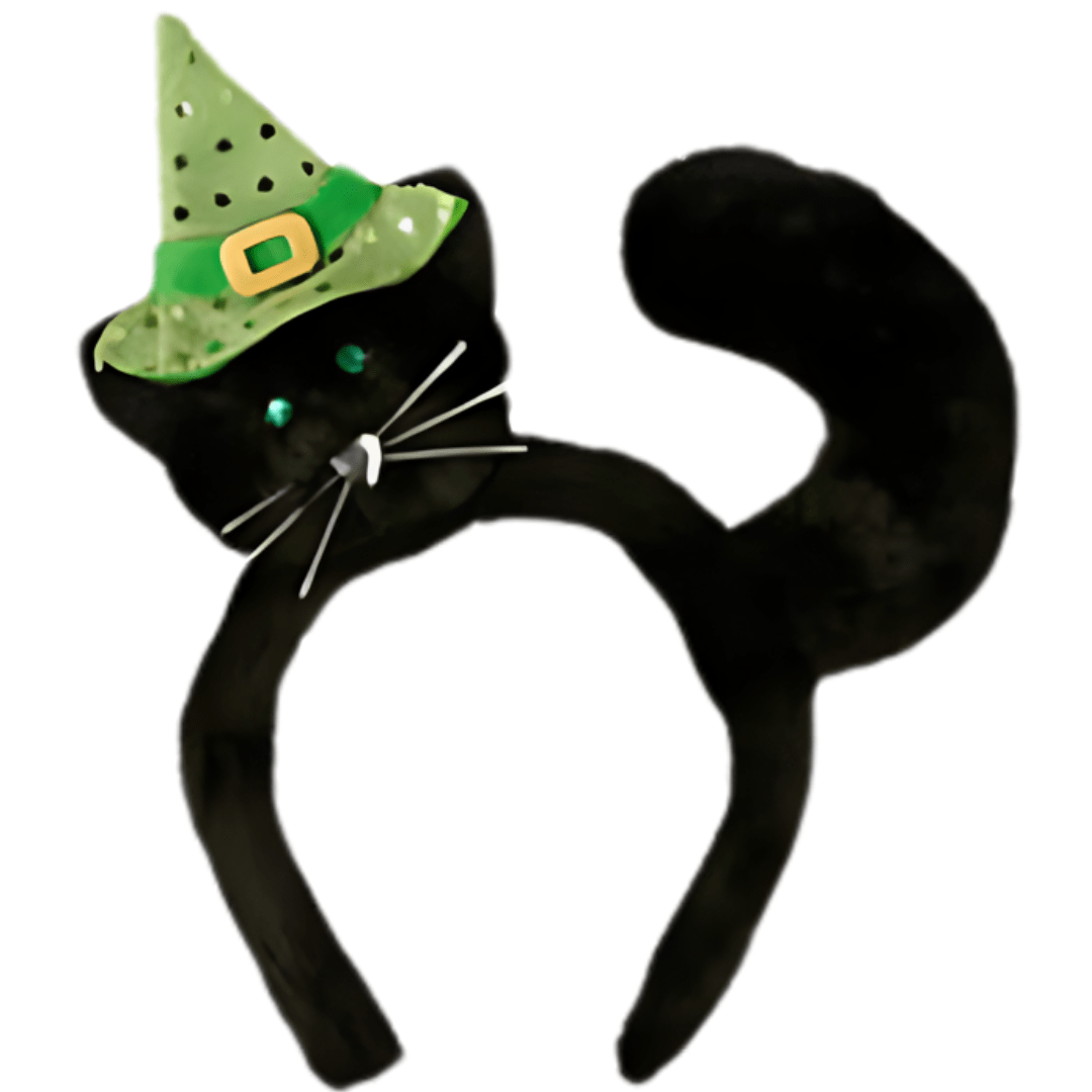 Cat W/ Witch Hat Headband