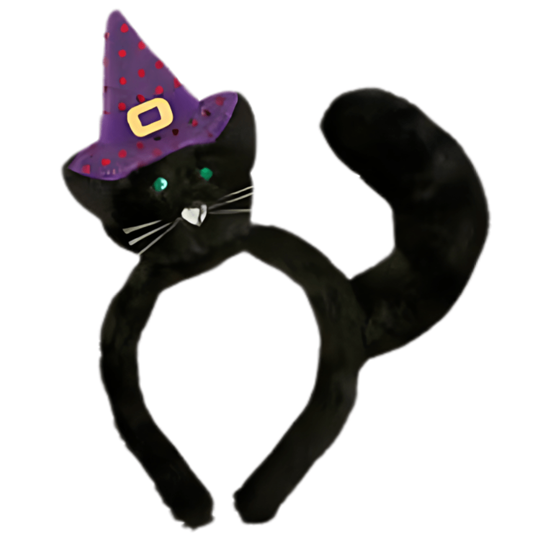 Cat W/ Witch Hat Headband