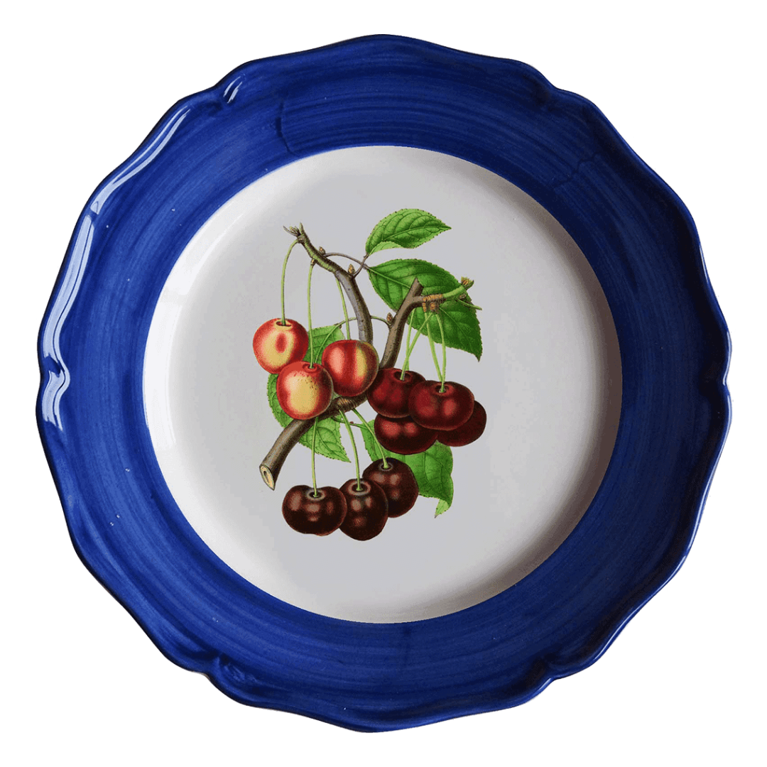 Cherry Dinner Plate, Dark Blue