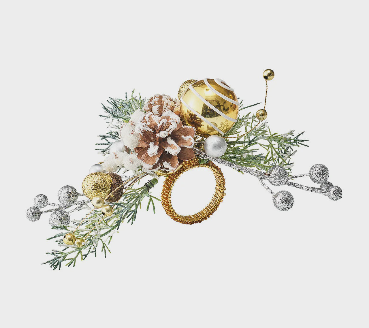 Christmas Wonder Napkin Ring, White & Gold