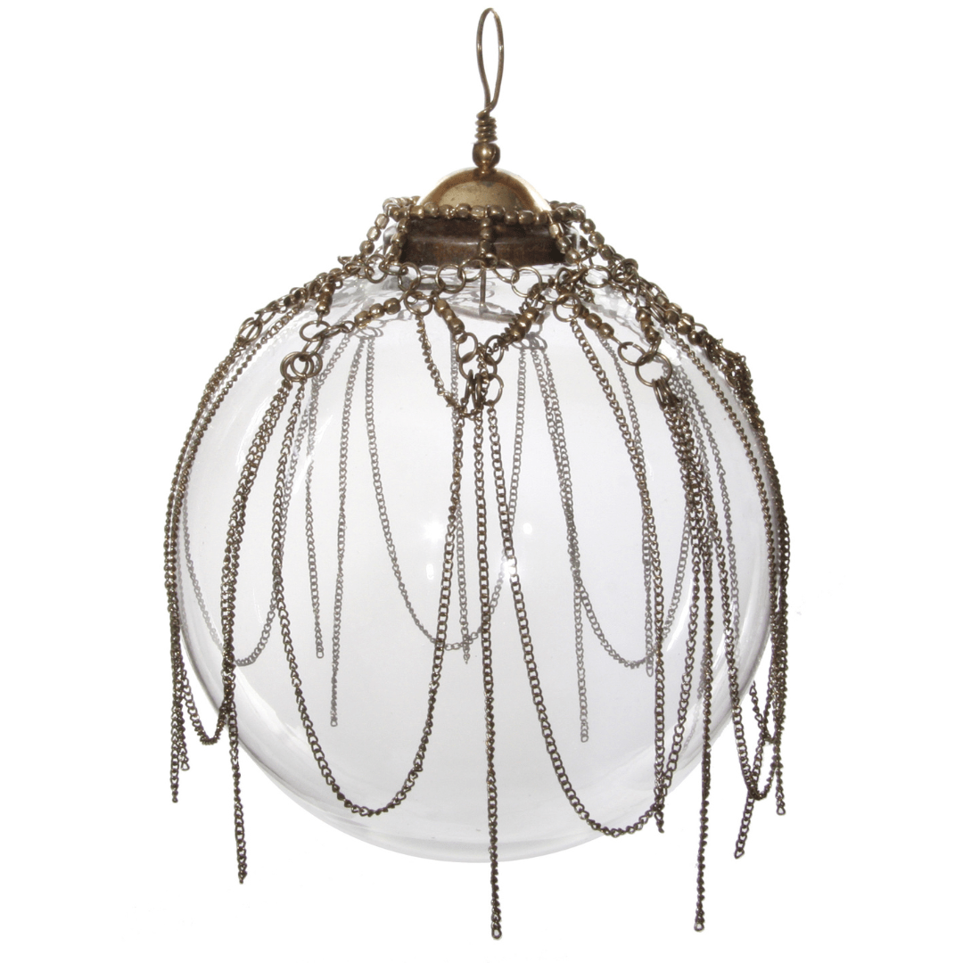 Clear Glass Ornament w/ Gold Chain