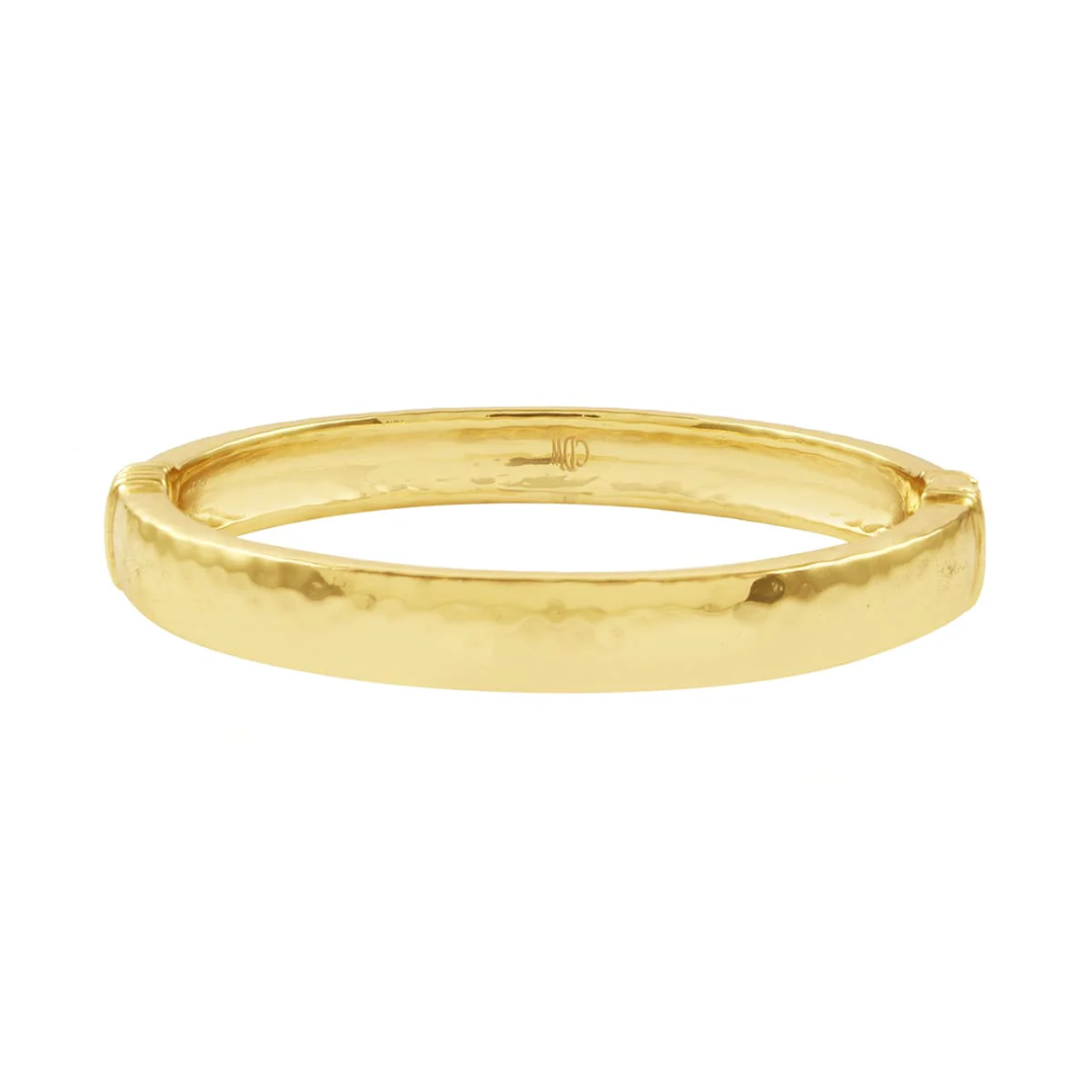 Cleopatra Oval Hinged Bangle - Gold