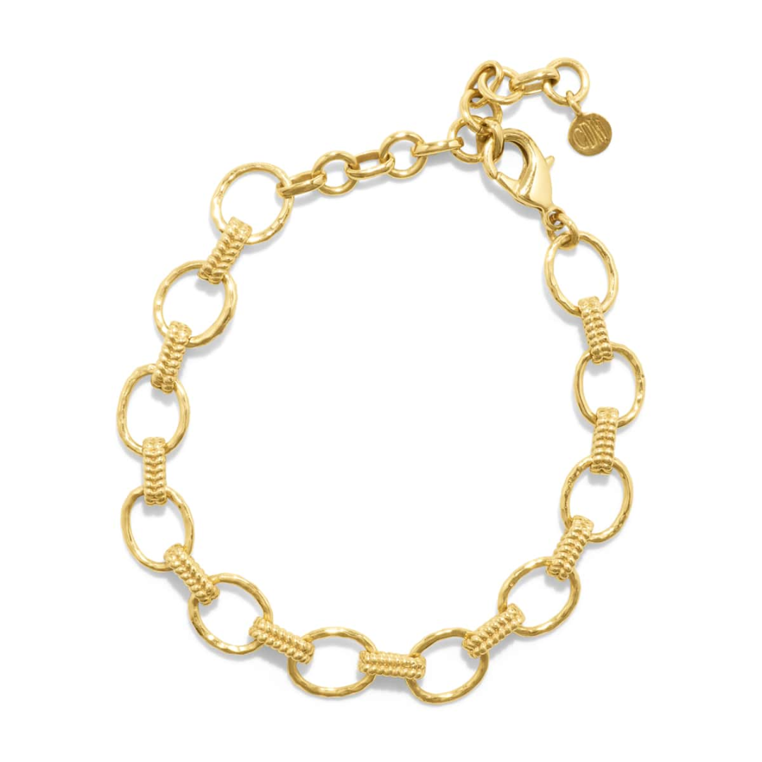 Cleopatra Small Link Bracelet, 7" + 1.5" - Gold