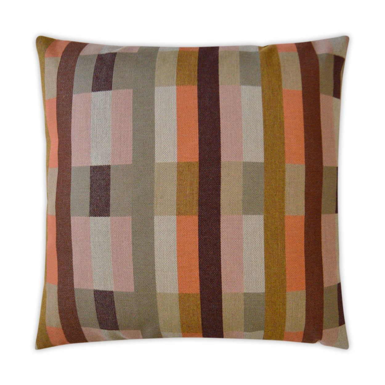 Coral, Gold & Plum Pillow