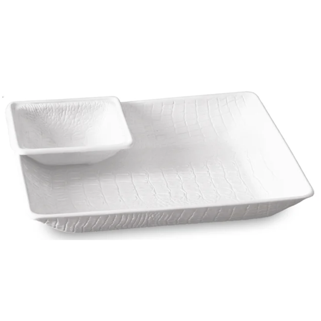 Croc Chip & Dip Bowl, White