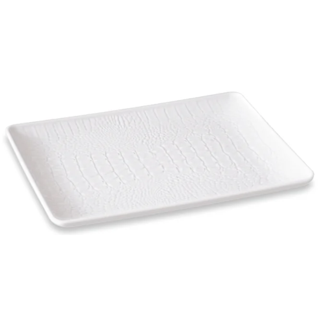 Croc Medium Rectangular Tray, White