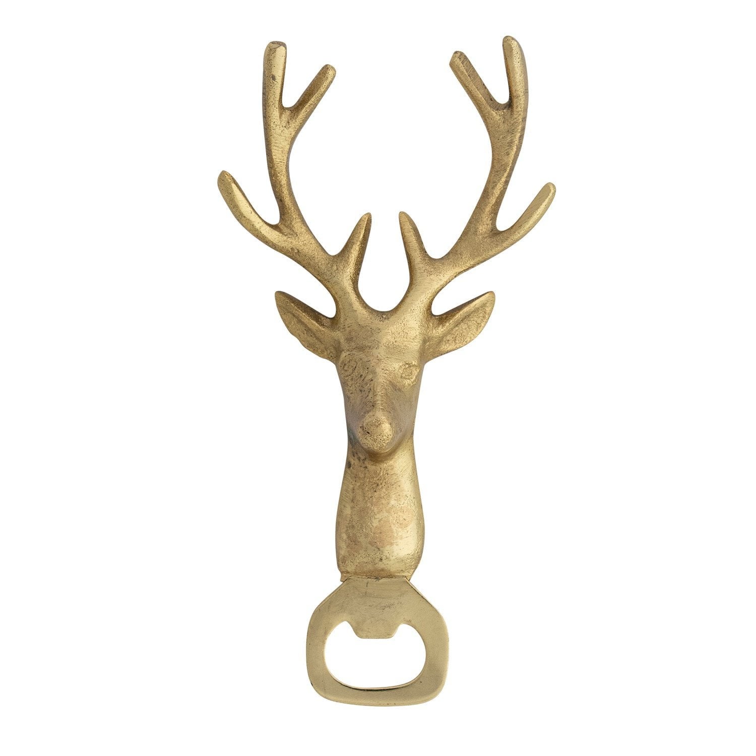 Cast Aluminum Deer Head Shaped Bottle Opener, Gold Finish