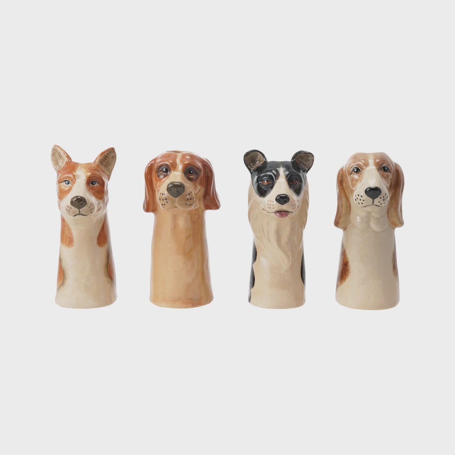 Hand-Painted Stoneware Dog Vase, 4 Styles