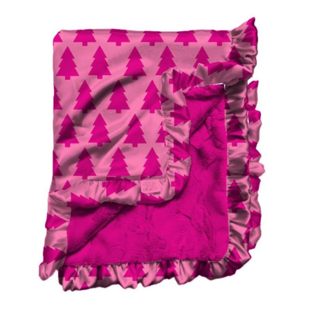 PRE-ORDER Dreaming of a Pink Christmas Satin Ruffle Blanket