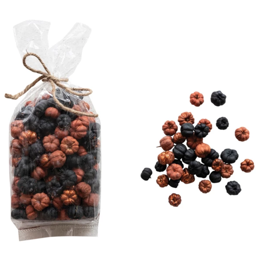 Dried Natural Orange & Black Pumpkin Shaped Mix