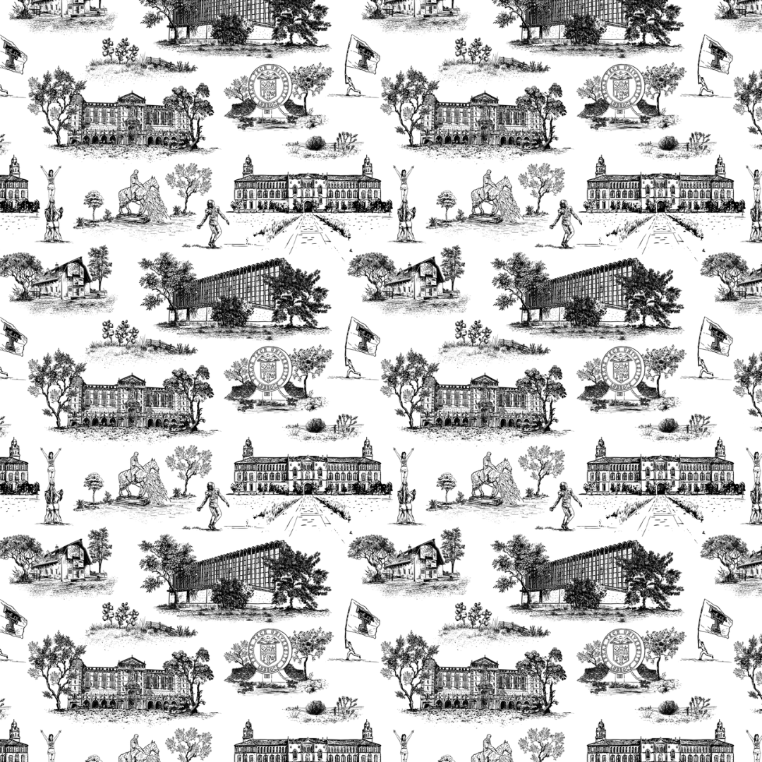 PRE-ORDER Texas Tech University Toile Wrapping Paper / Black