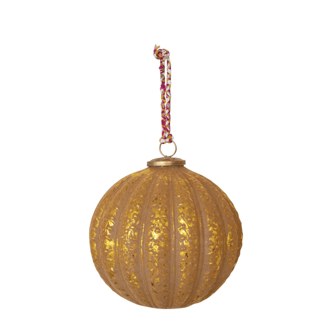 Embossed Flocked Ornament, Blush & Gold