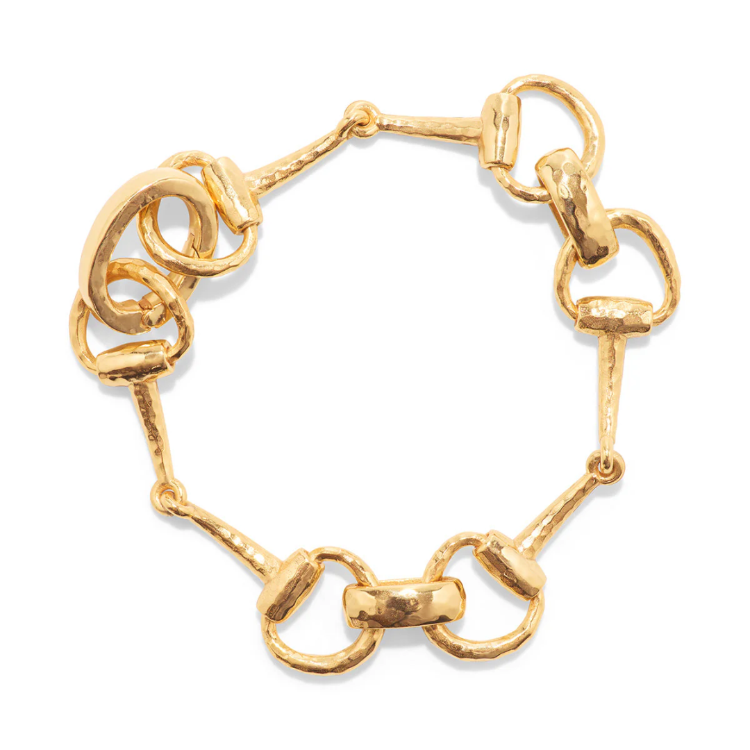 Equestrian Snaffle Bit Bracelet, 8" - Gold