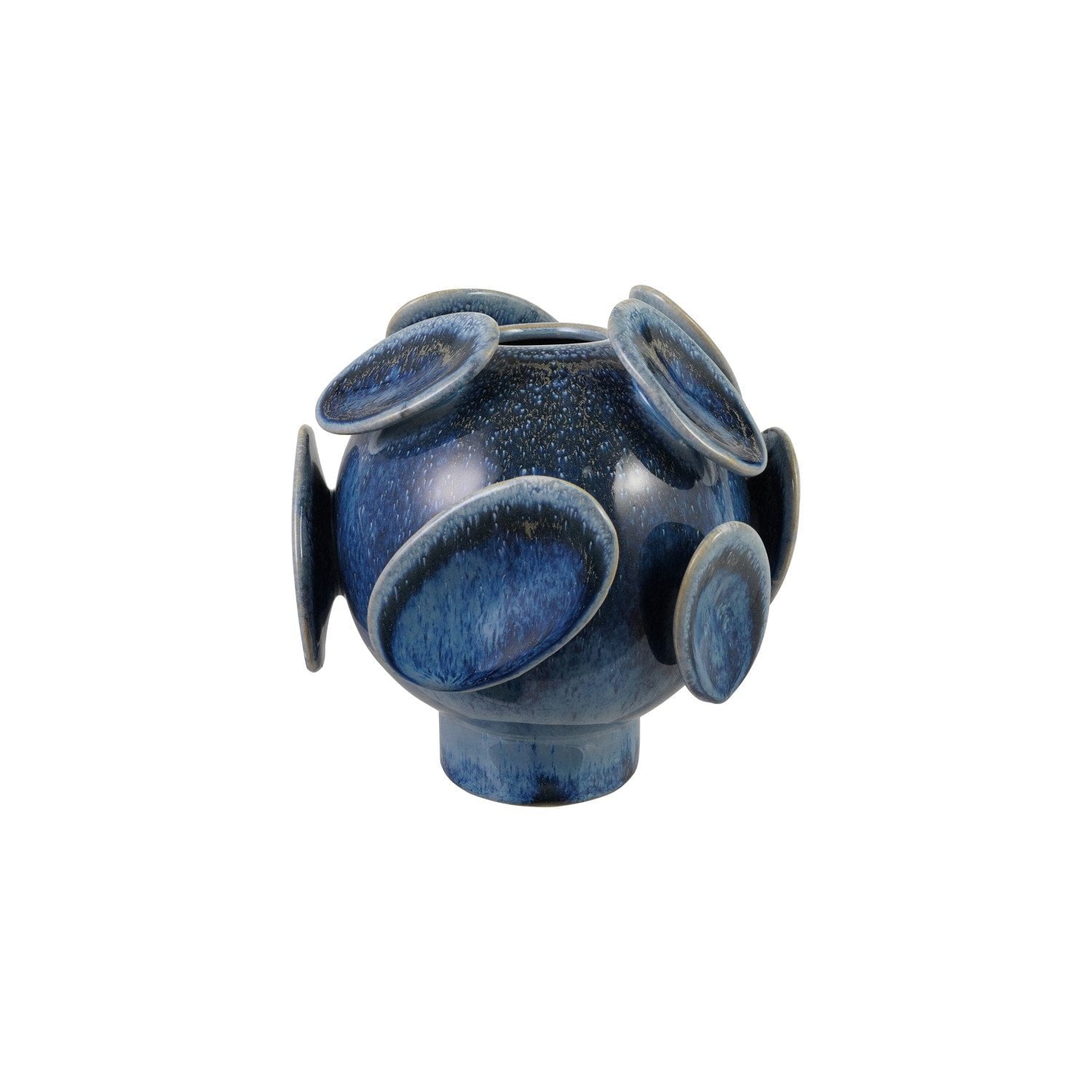 Stoneware Footed Vase with 3D Design
