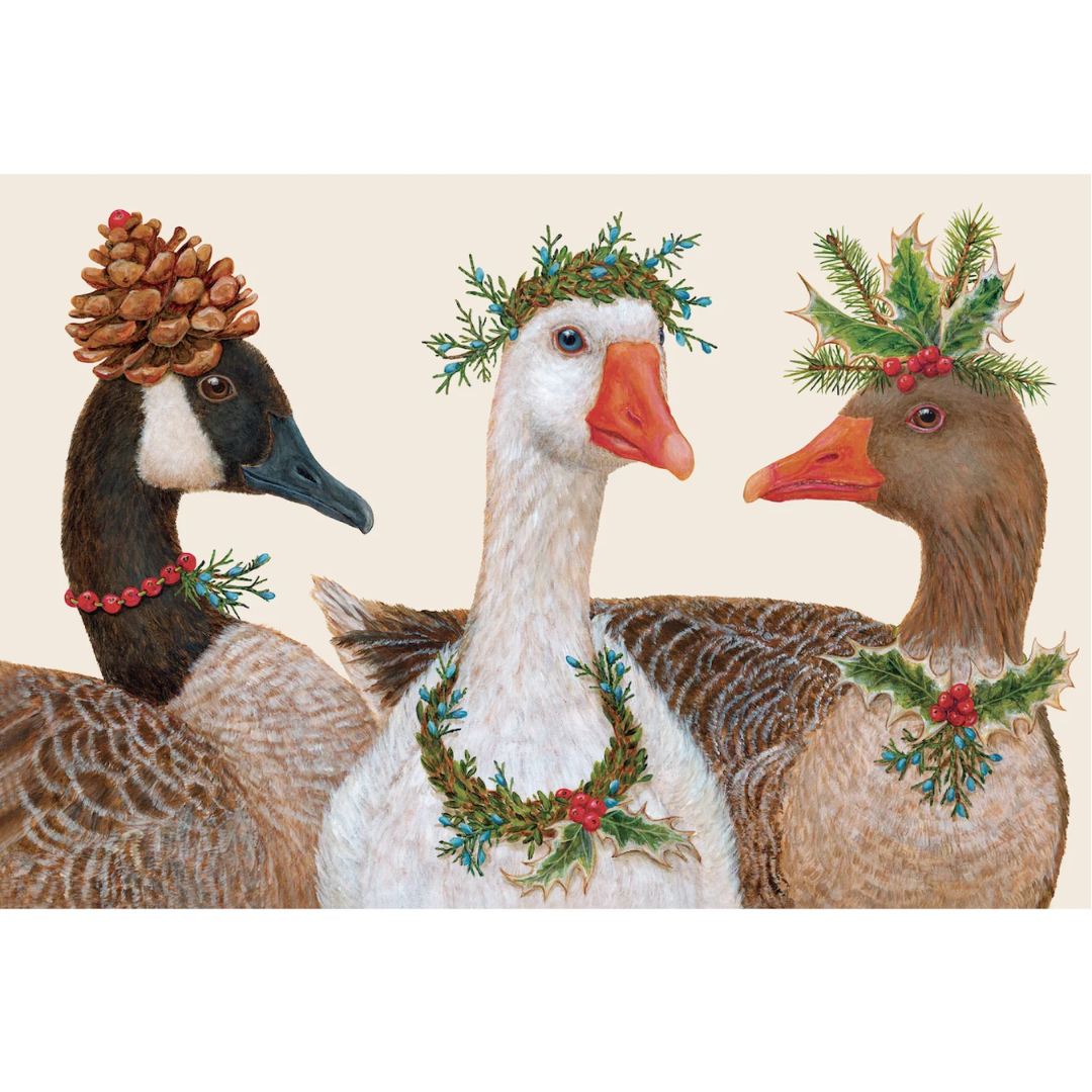 PRE-ORDER Festive Geese Placemats, Pack of 12 Sheets