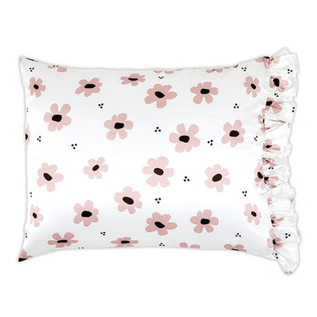 Floral Ruffled Satin Pillowcase