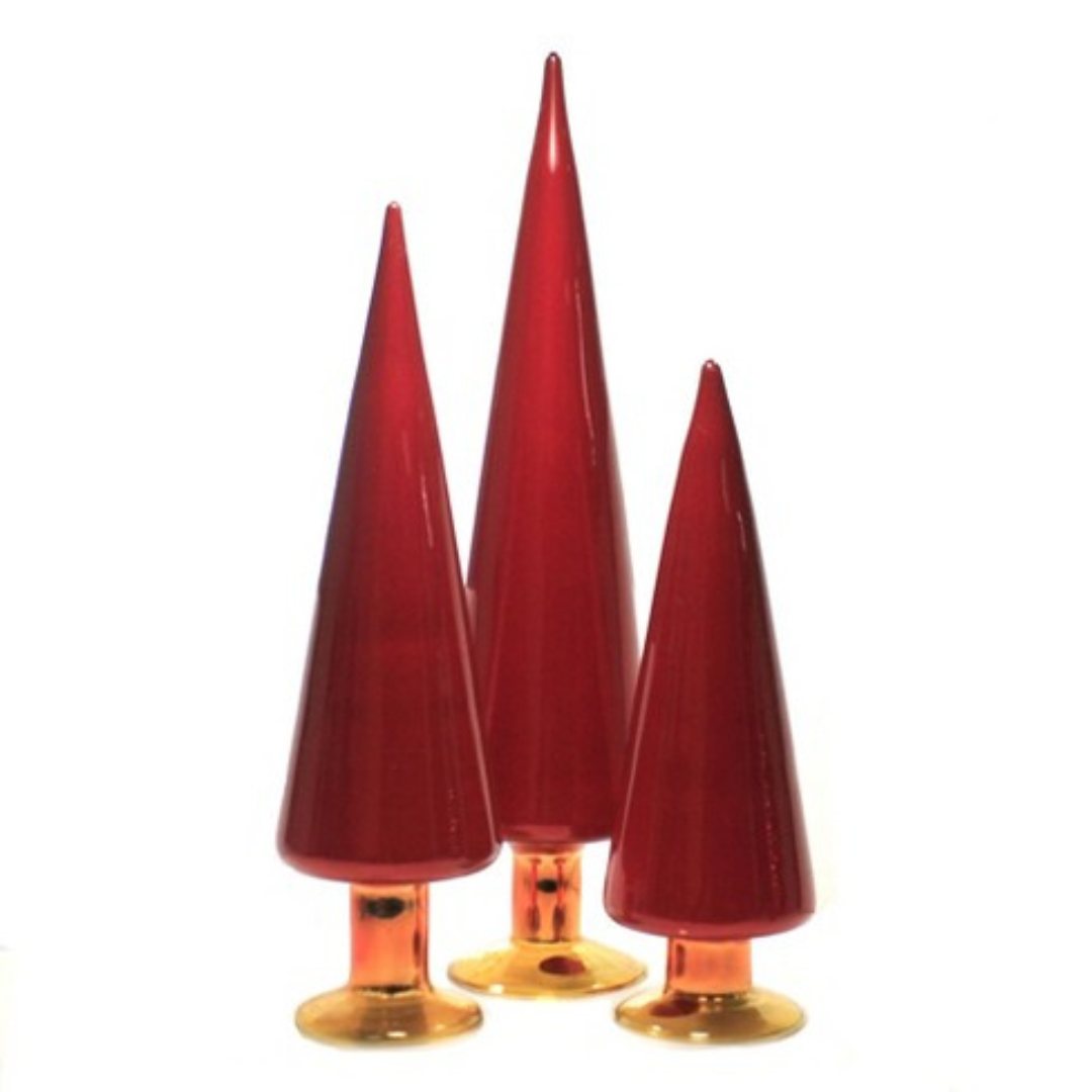 Glass Trees Set of 3, Red