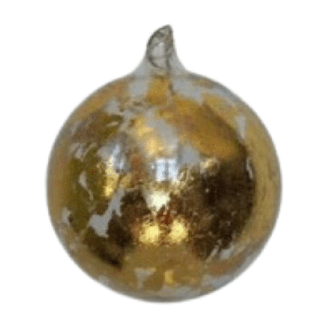 Gold Metallic Leaf Ball Ornament