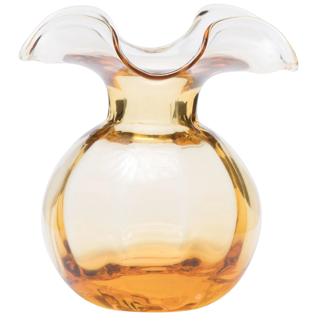 Hibiscus Glass, Amber -Medium Fluted Vase