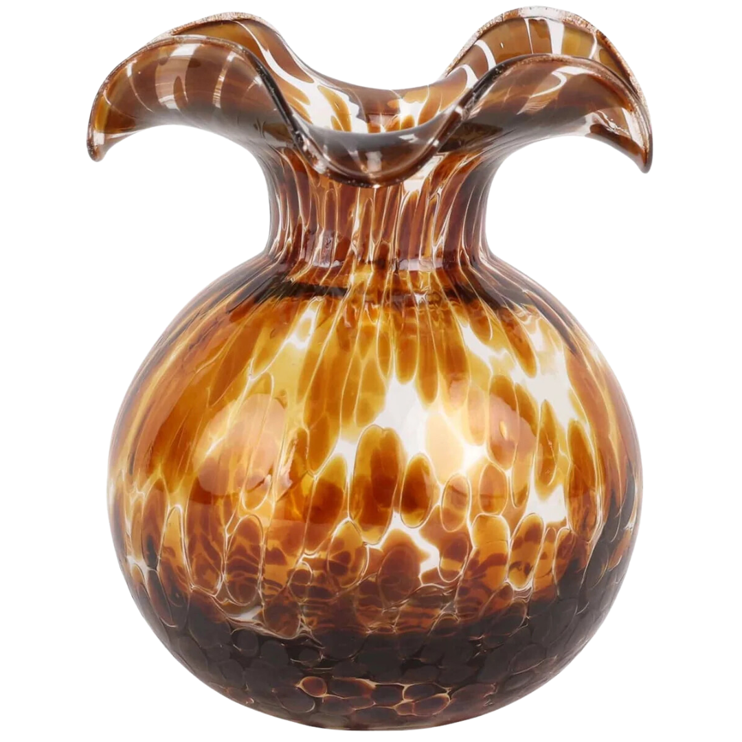 Hibiscus Glass, Brown -Tortoiseshell Bud Vase