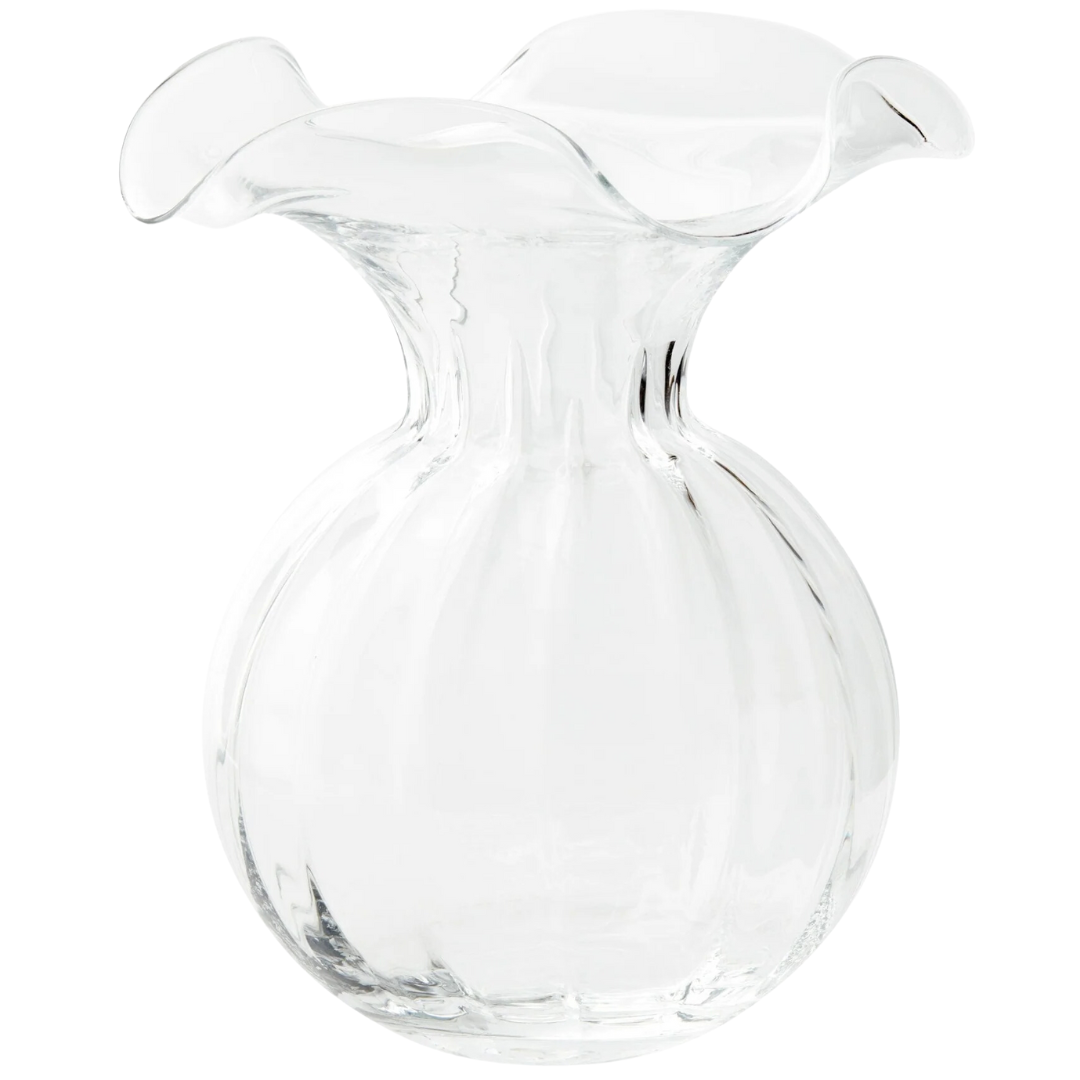 Hibiscus Glass, Clear  -Large Fluted Vase