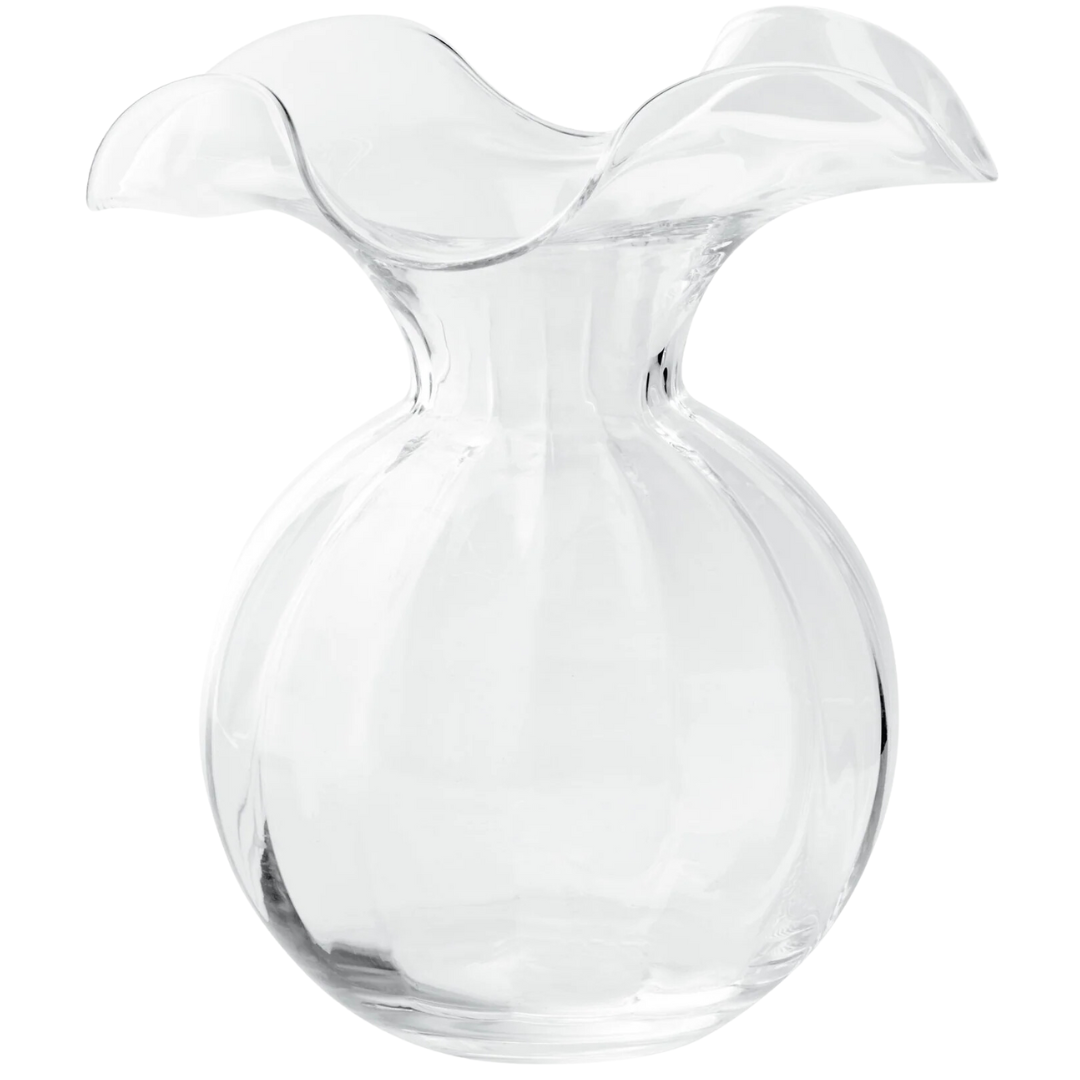 Hibiscus Glass, Clear -Medium Fluted Vase