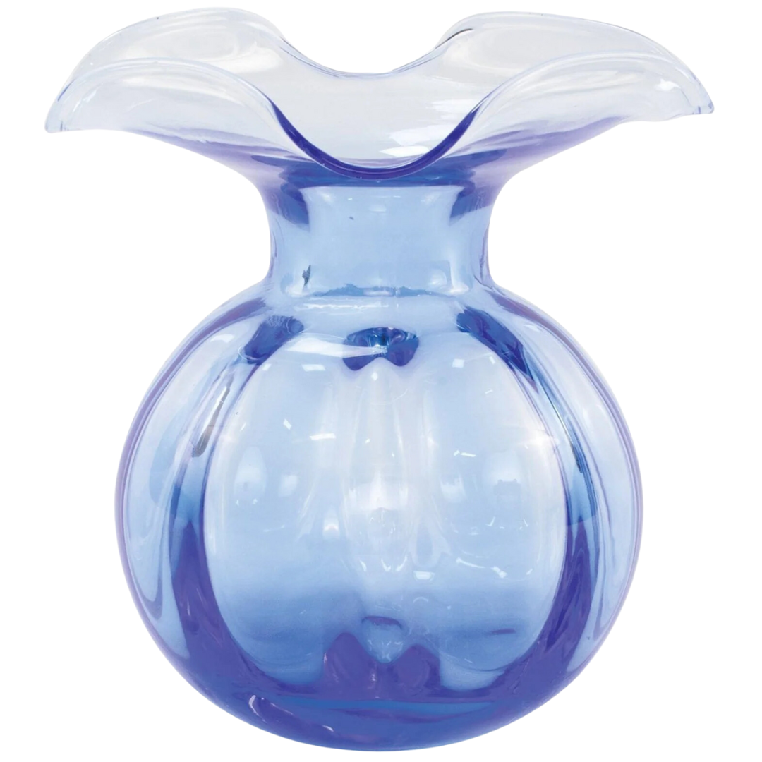 Hibiscus Glass, Cobalt -Medium Fluted Vase