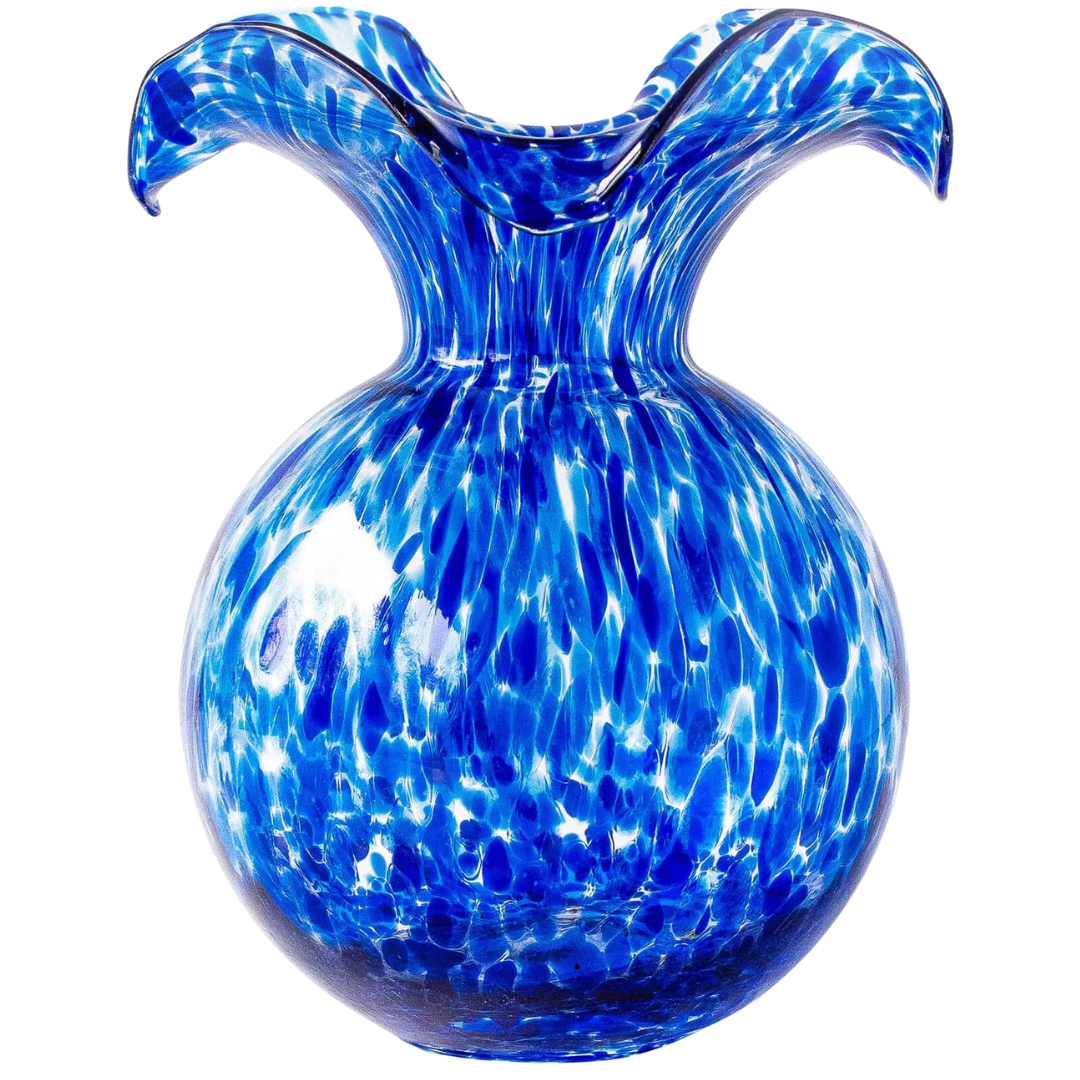 Hibiscus Glass, Cobalt -Tortoiseshell Medium Fluted Vase