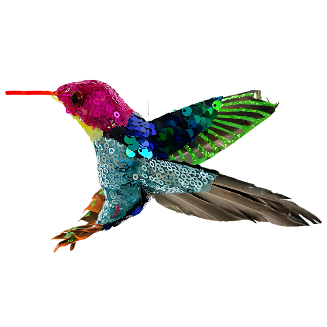 Hummingbird Blue Sequin Ornament