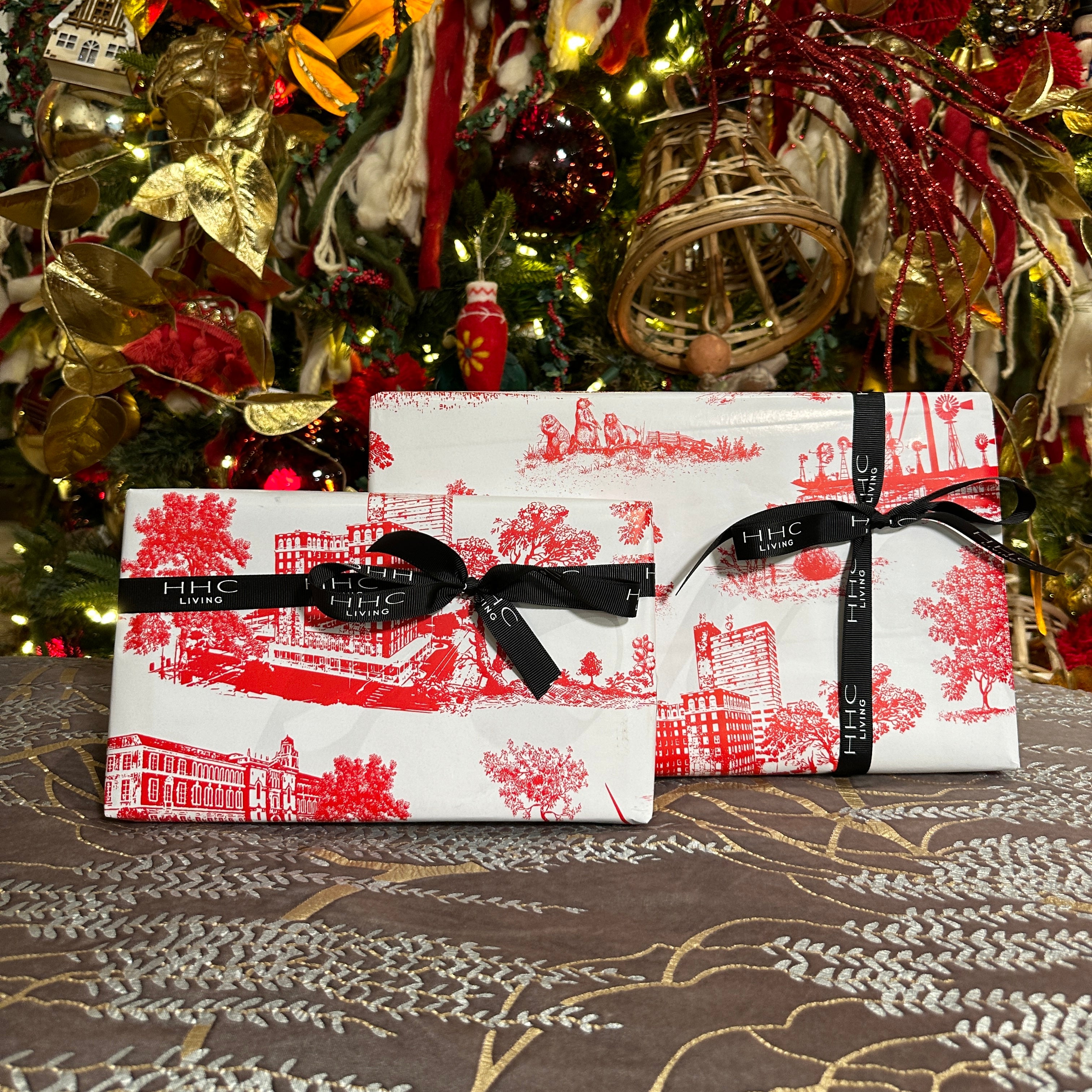 The Lubbock Toile™ Wrapping Paper / Red