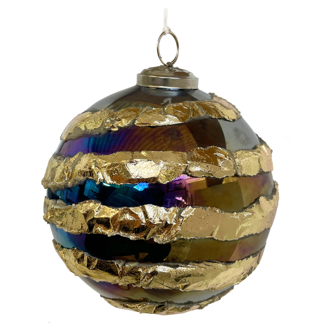 Iridescent  Ornament With Gold Line