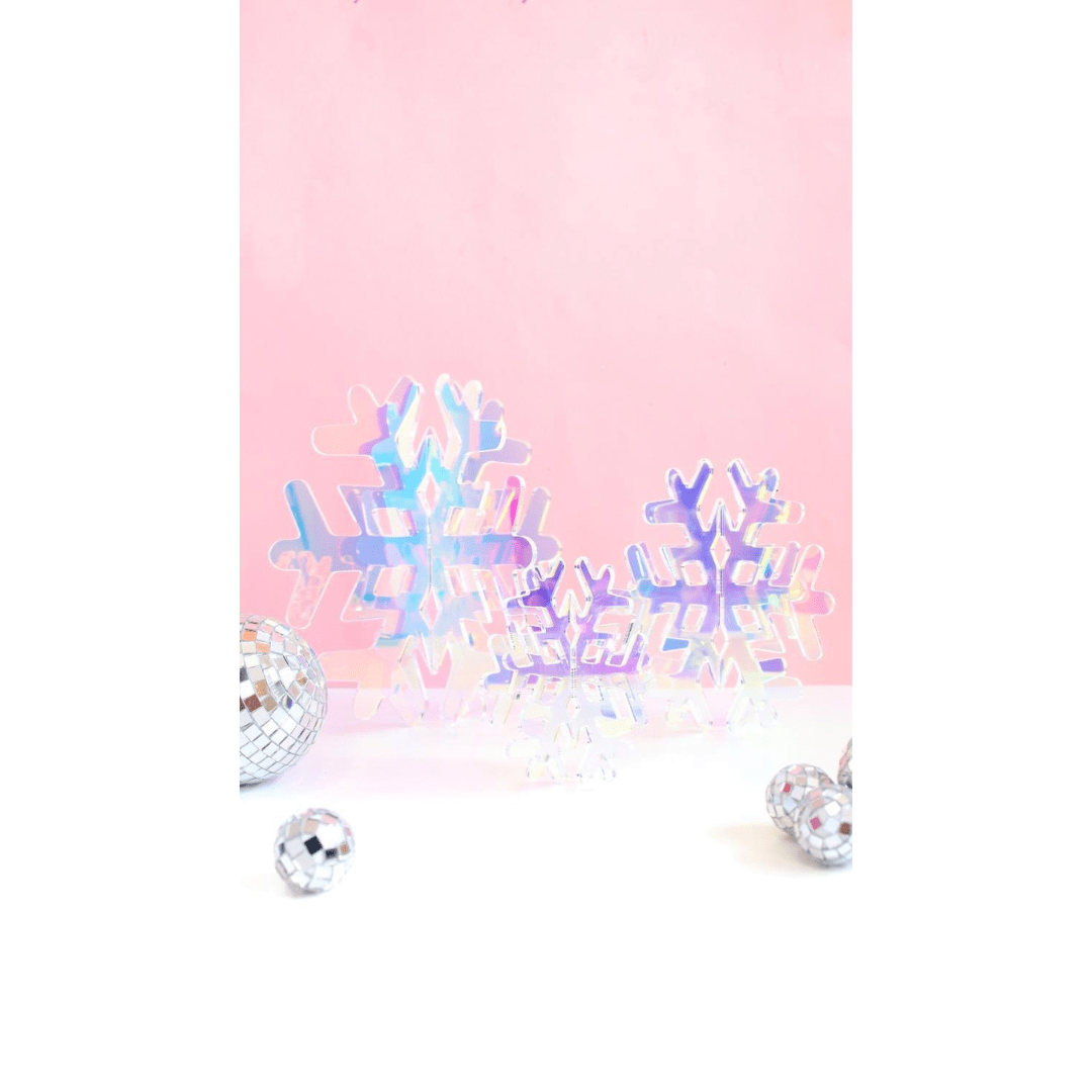 PRE-ORDER Iridescent Acrylic Snowflake Decor, Set of 3