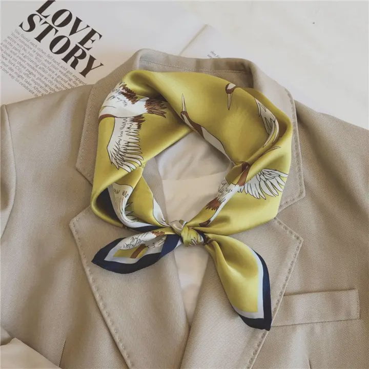 21" Japanese Crane Scarf / Gold