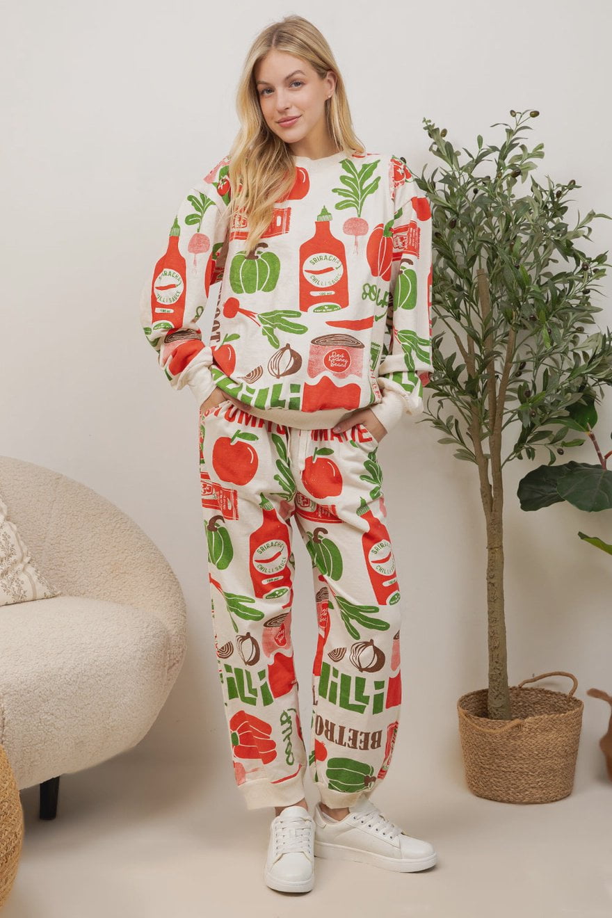 Condiments & Produce Cotton Sweatshirt
