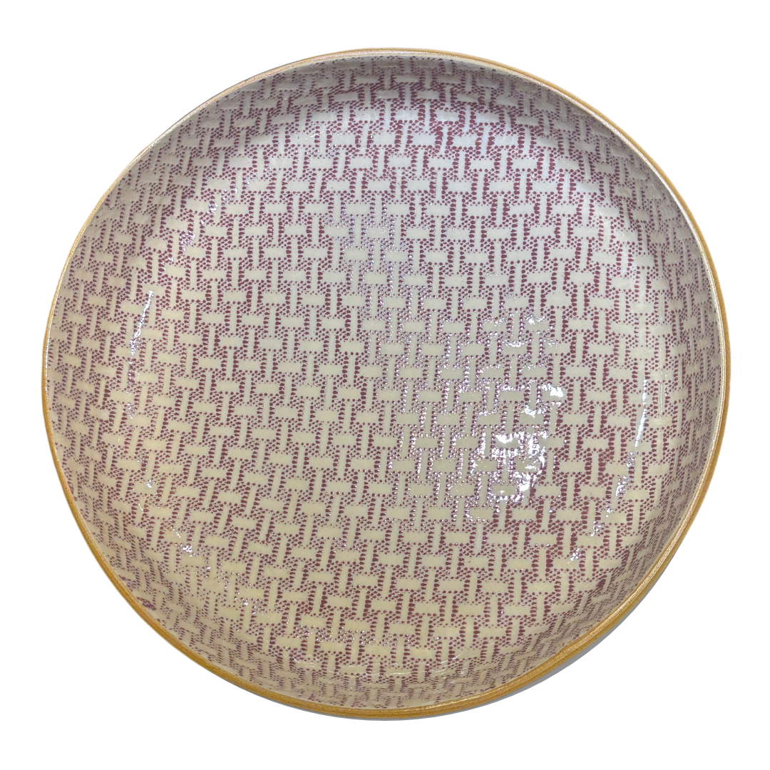 Large Round Cocktail Tray/ Wicker Berry