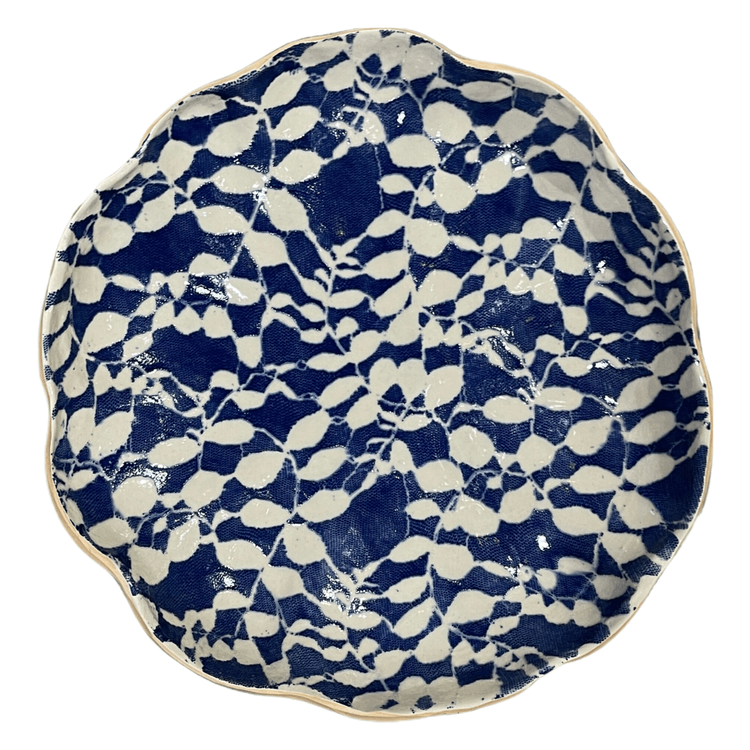 Large Scalloped Bowl/ Aspen Cobalt