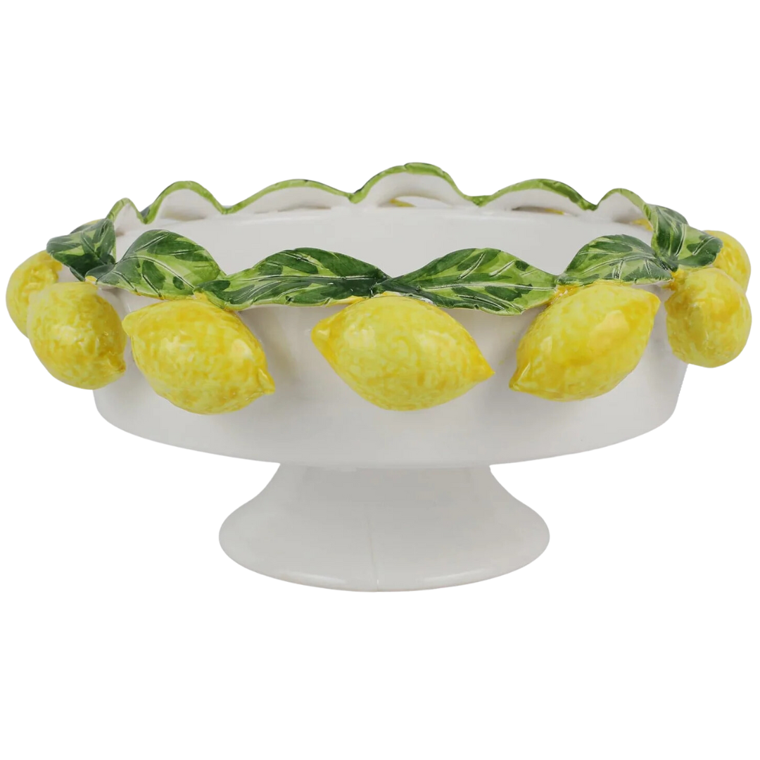 Limoni- Yellow, Figural Footed Fruit Bowl