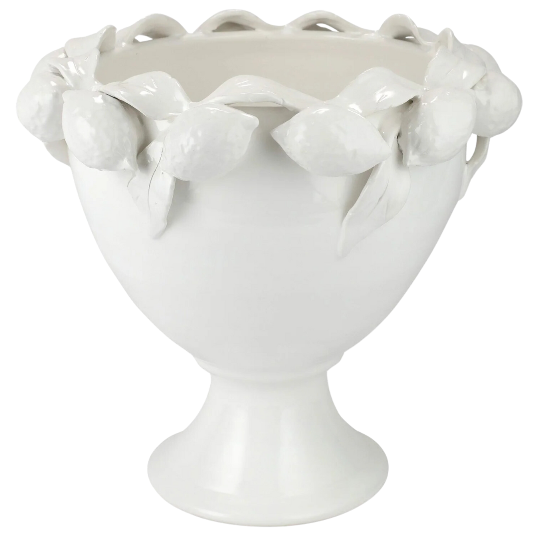 Limoni White -Figural Footed Cachepot