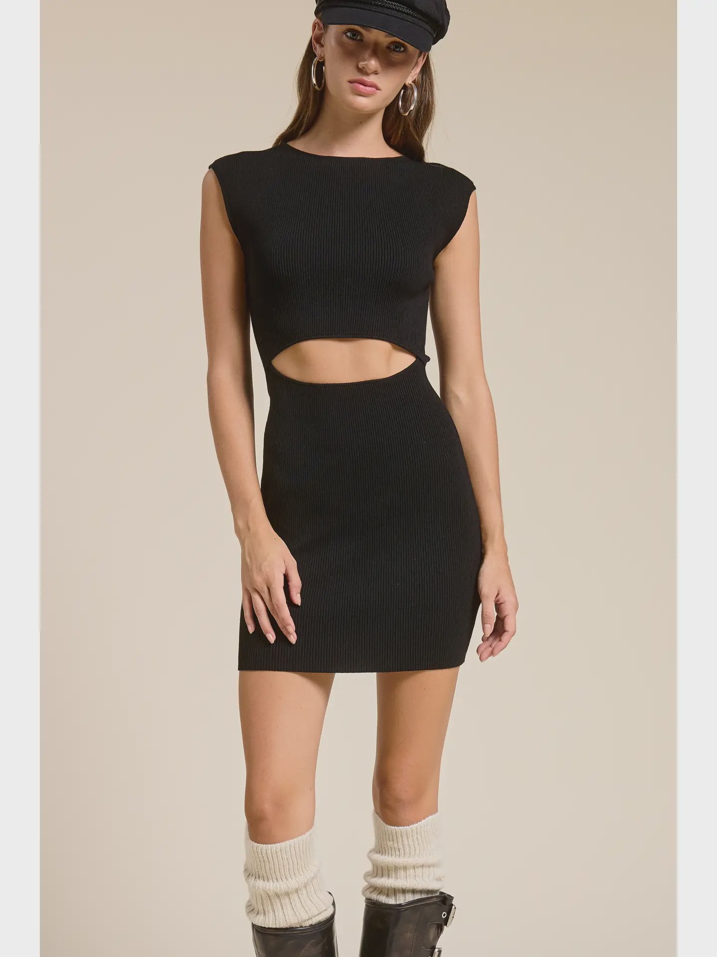Cutout Front Mini Dress / Black
