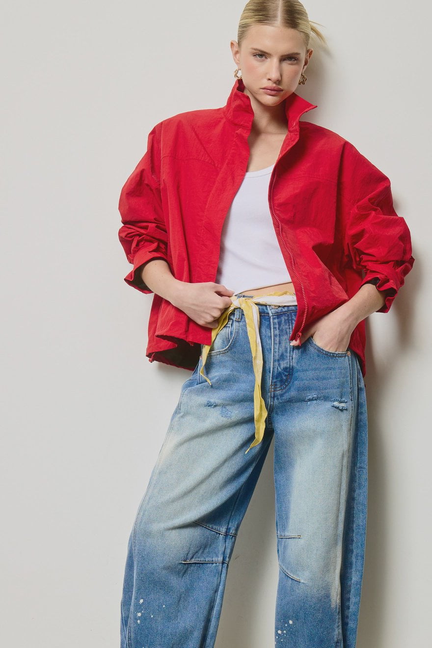 Utility Windbreaker Jacket / Red