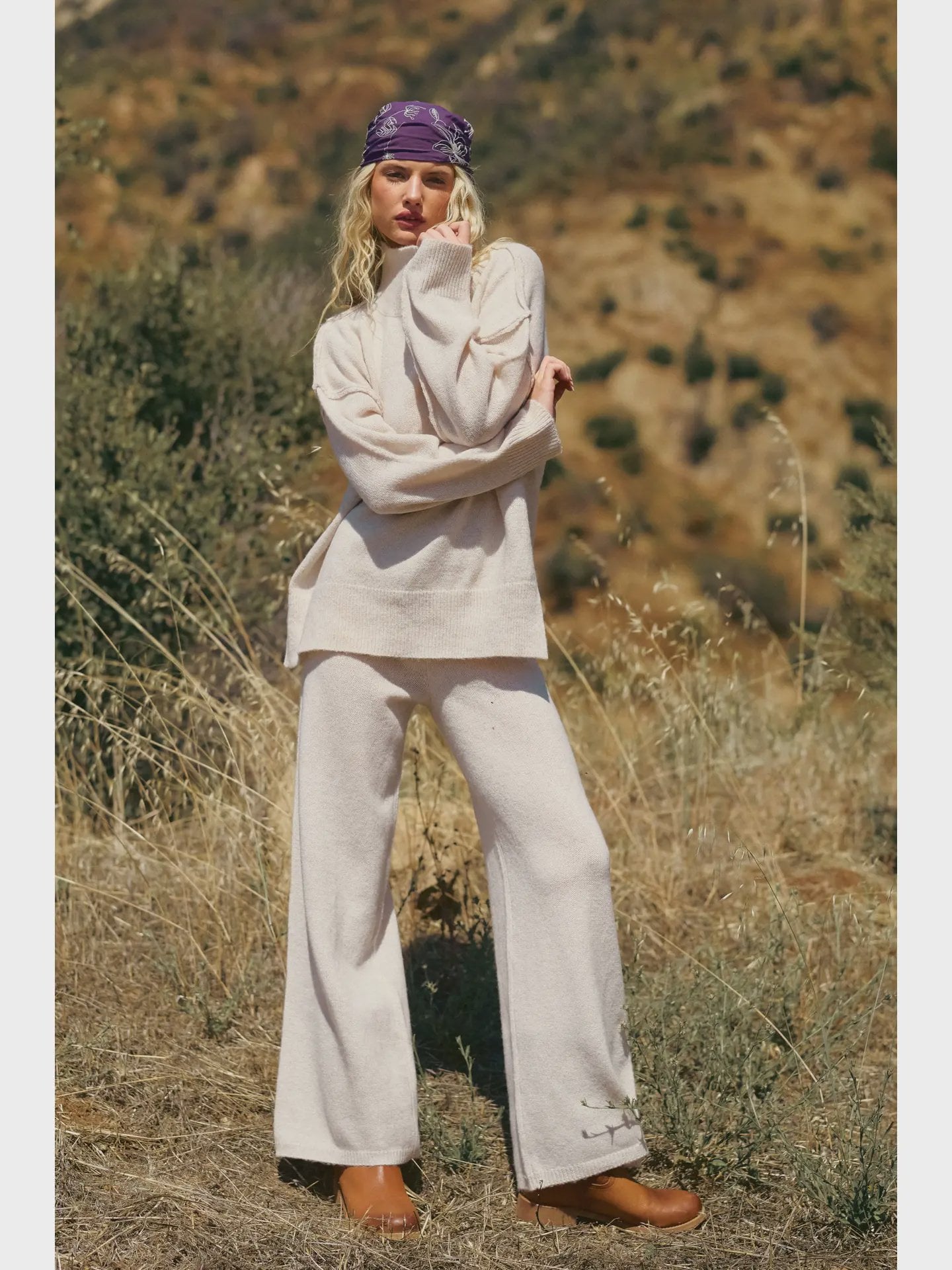 Oversized Sweater and Pants Set - Oatmeal