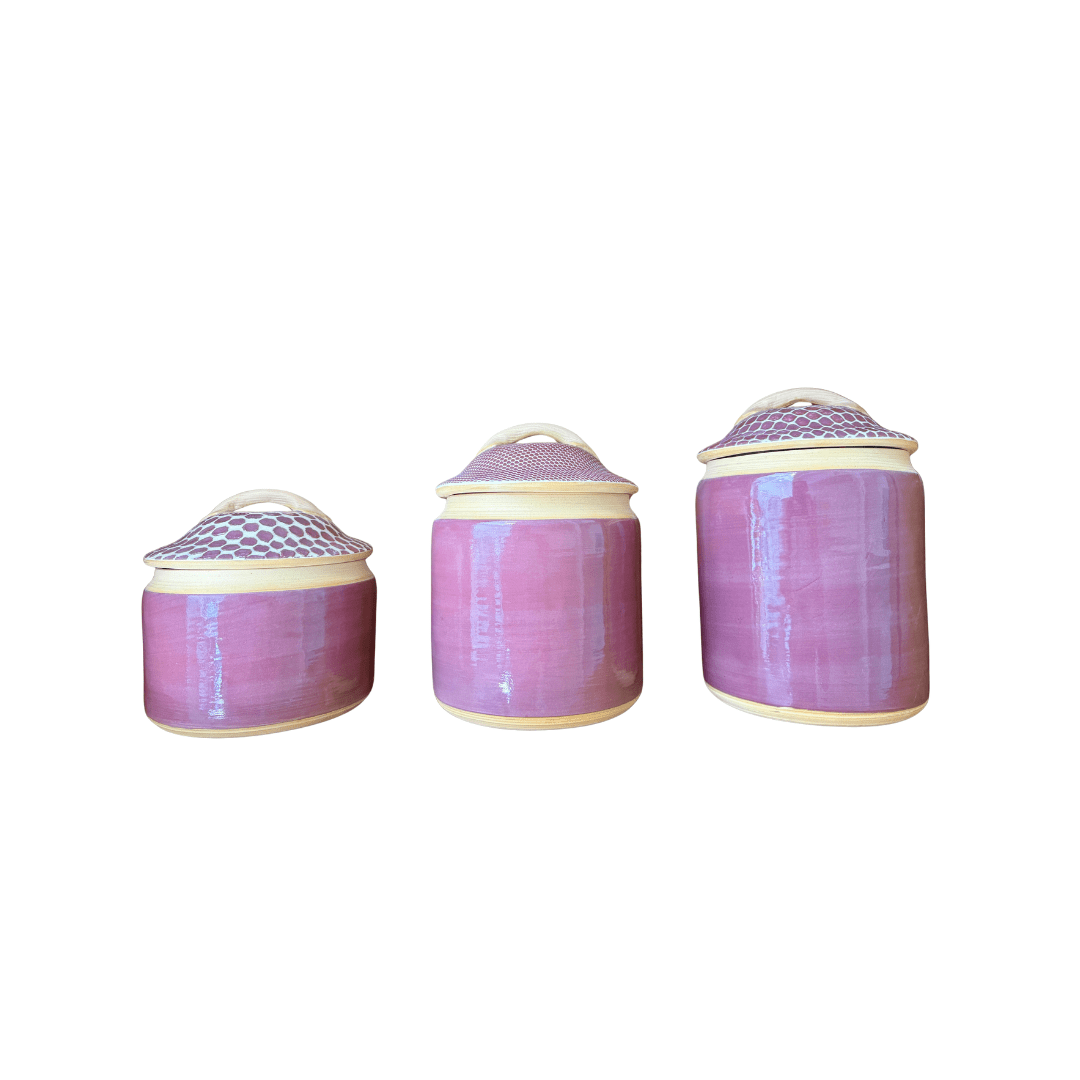 Three Piece Canister Set / Berry