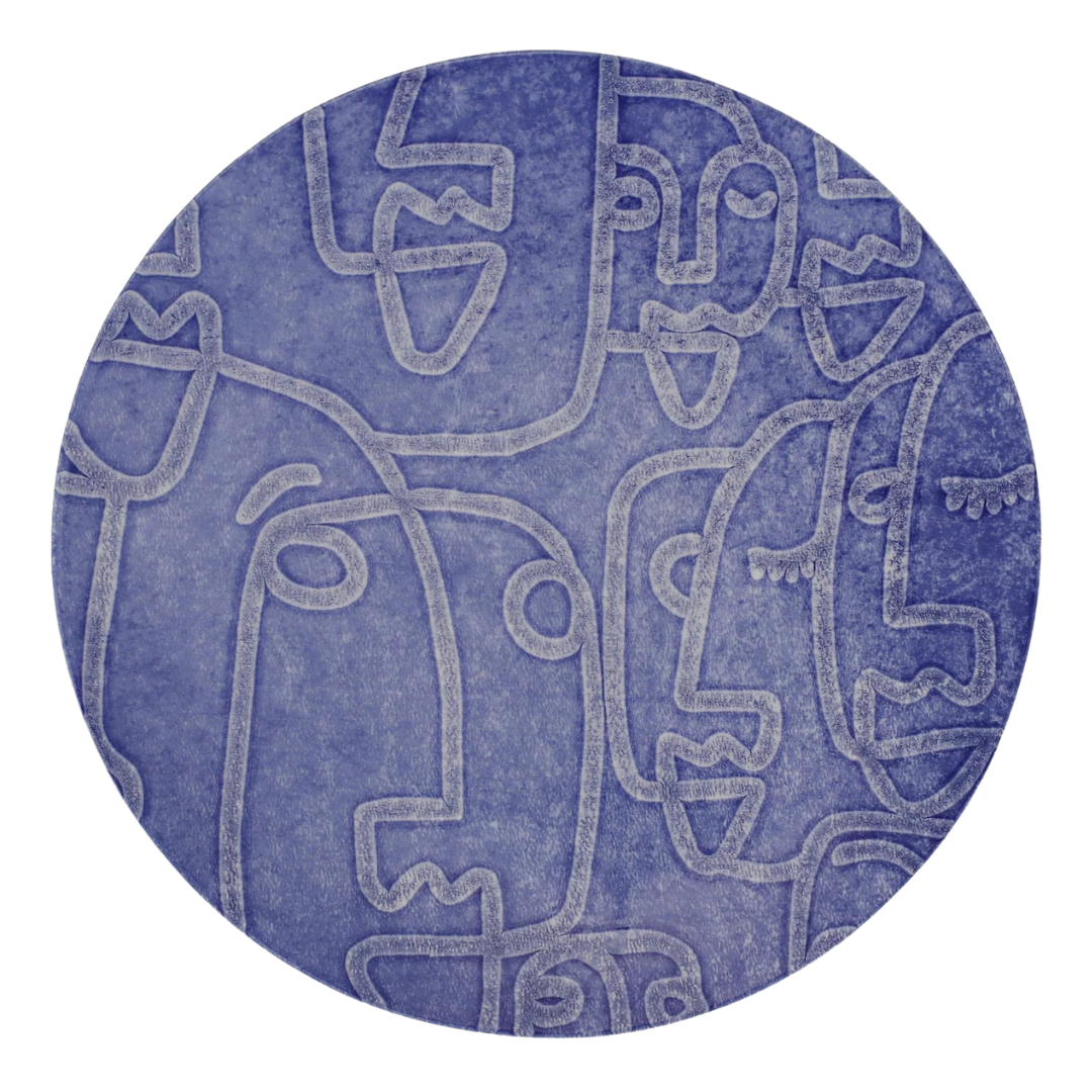 Moda - Faces Round Platter, Blue