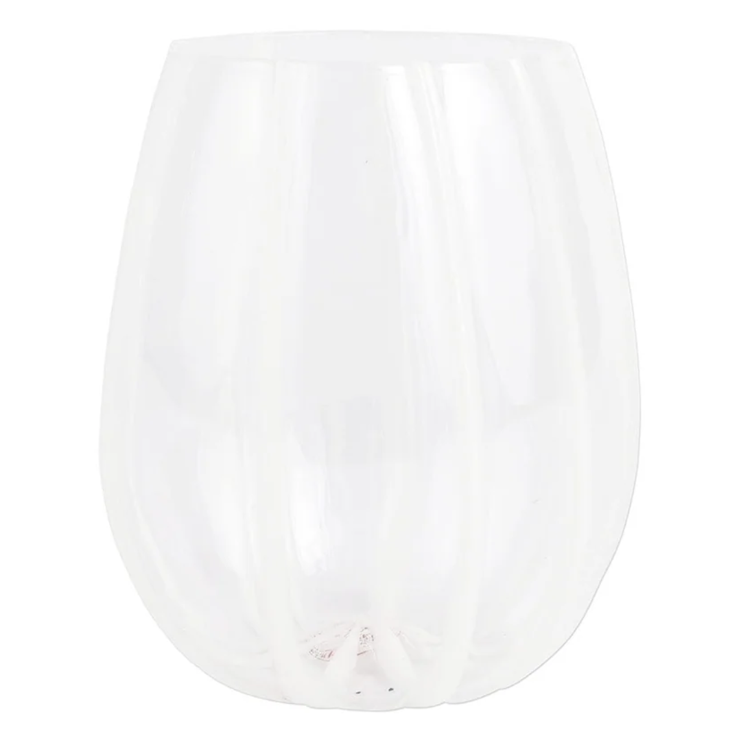 Nuovo Stripe - Stemless Wine Glass, White