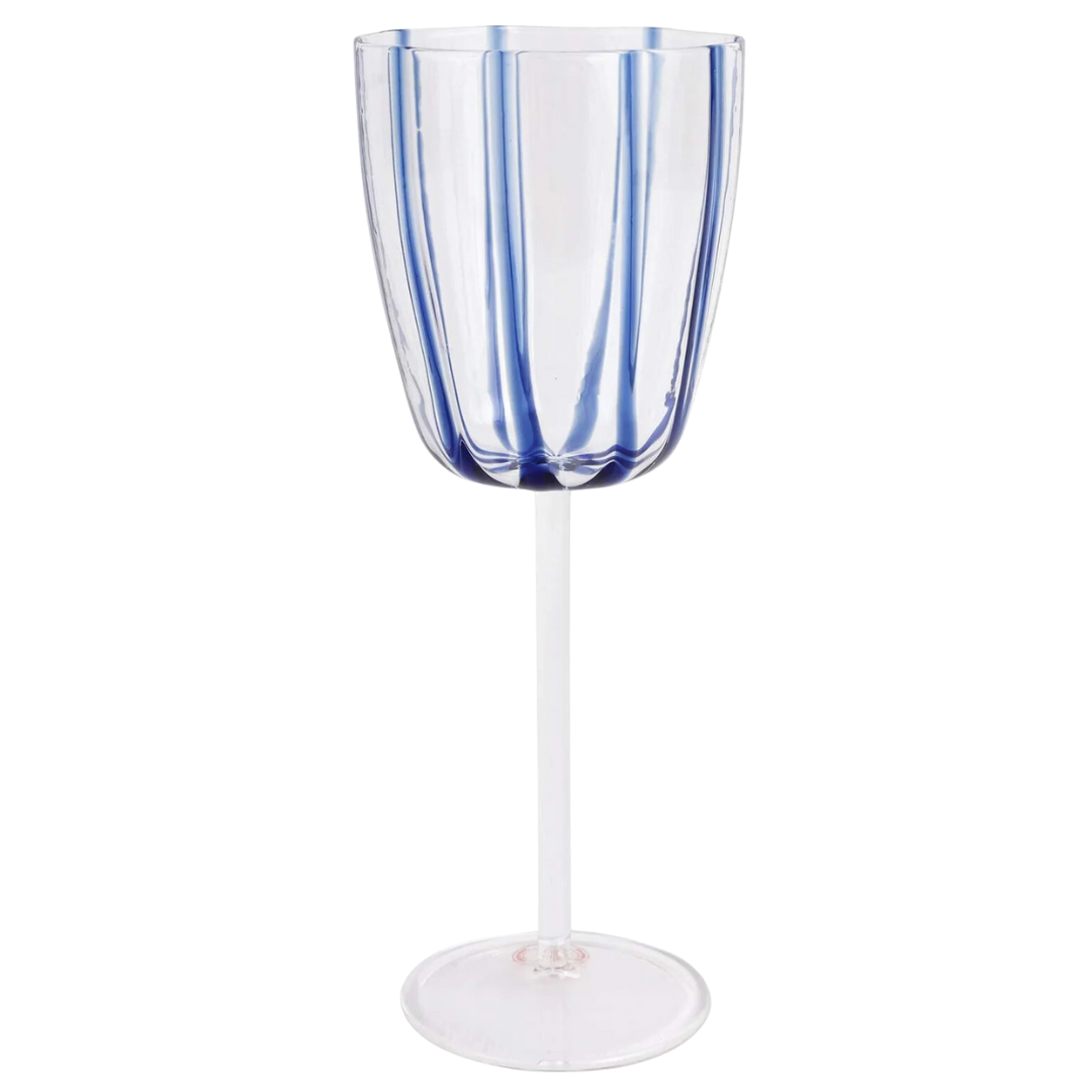 Nuovo Stripe - Wine Glass, Blue