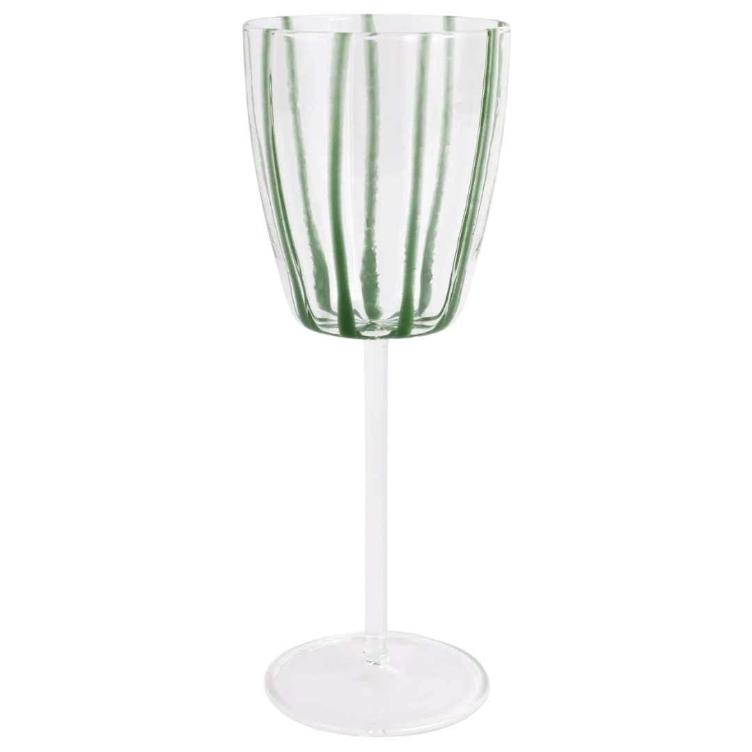 Nuovo Stripe - Wine Glass, Green