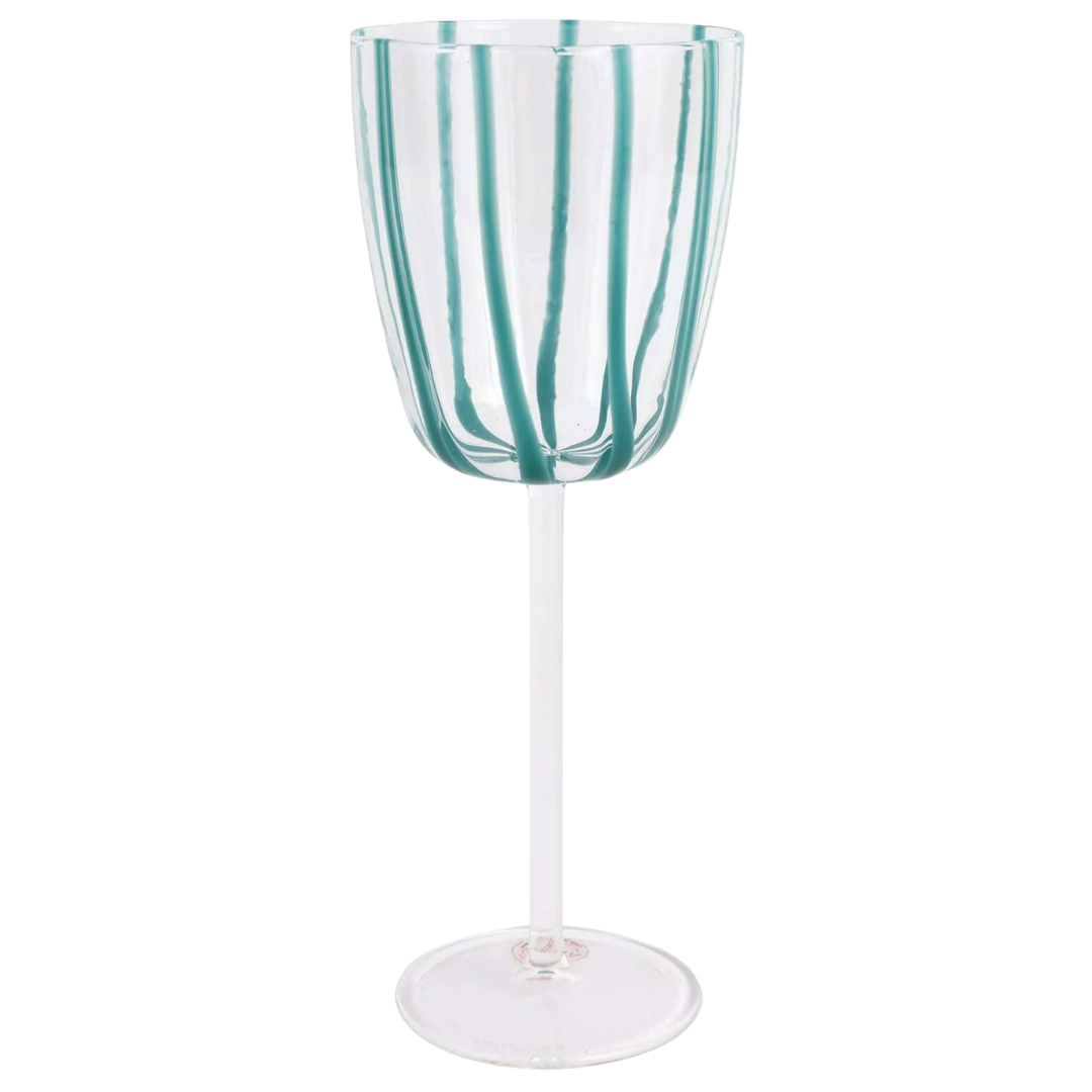 Nuovo Stripe - Wine Glass, Teal