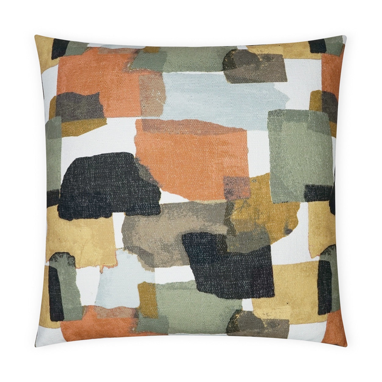 Orange, Green & Gold Patchwork Pillow